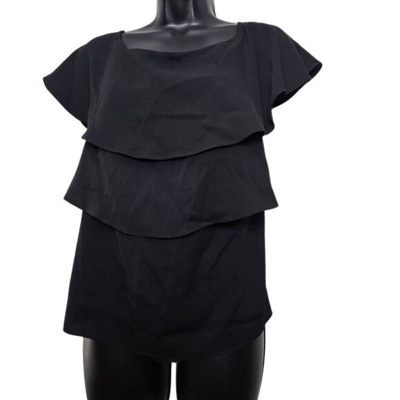 Yeohlee Blouse Size Small Silk Ruffle Black Top Flowy Classic - Picture 2 of 6